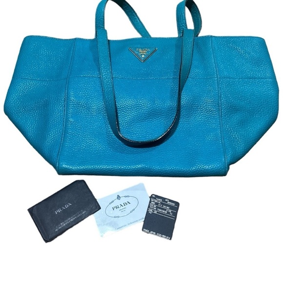 EUC - Prada Vitello Daino Tote Bag - turquoise - Picture 10 of 13